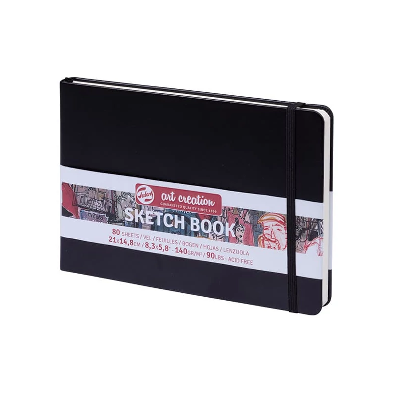 Talens Art Creation Sketch Book rajz- és vázlatfüzet, 140 g, 80 lap - A5 fekvő, fekete
