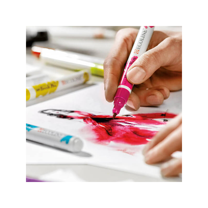 Talens Ecoline Brush Pen akvarell ecsetfilc készlet - 5 db, Primary