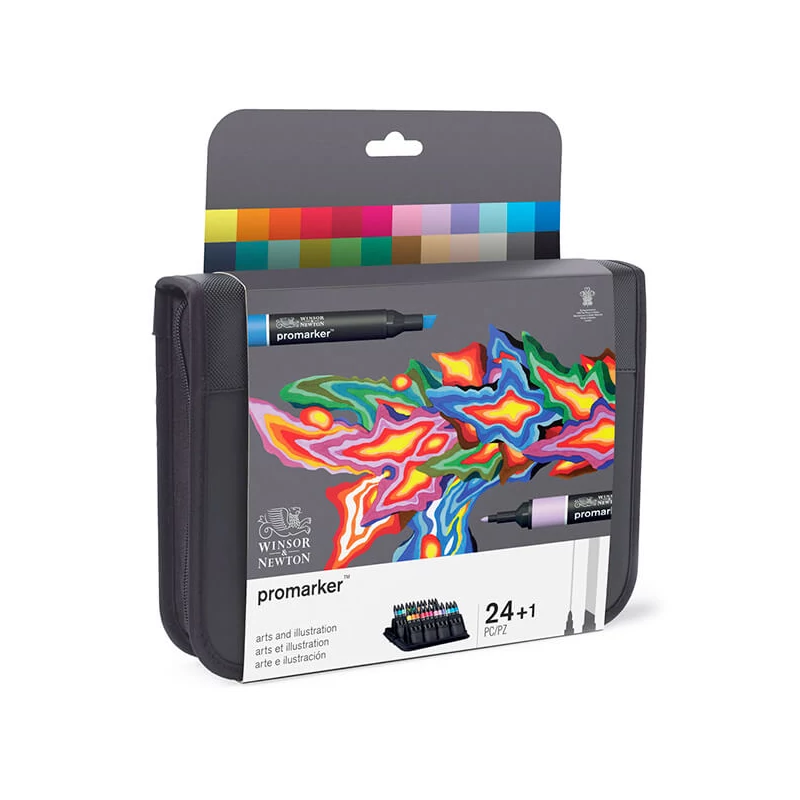 ProMarker kétvégű alkoholos filctoll készlet - 24+1 db, arts and illustration wallet