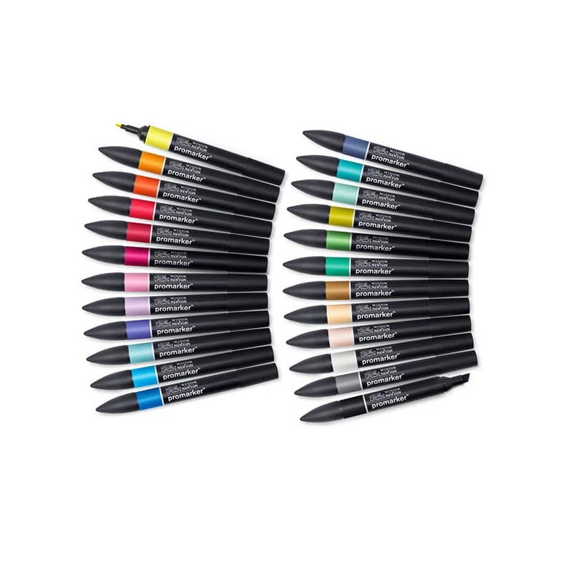 ProMarker kétvégű alkoholos filctoll készlet - 24+1 db, arts and illustration wallet