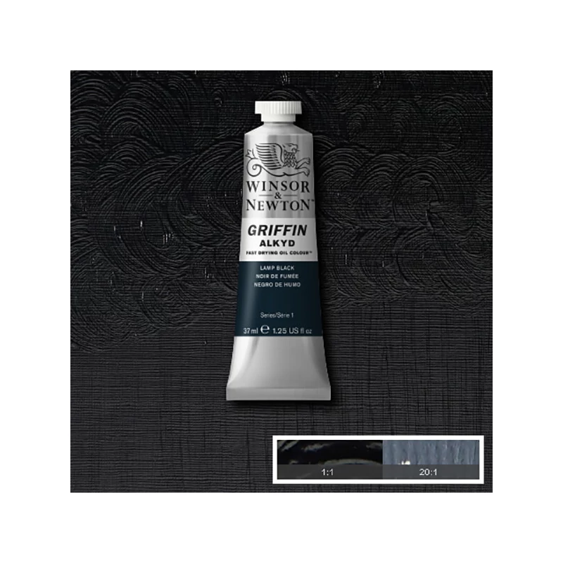 Winsor&Newton Griffin alkyd olajfesték, 37 ml - 337, lamp black