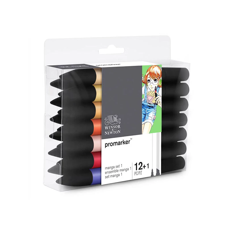 ProMarker kétvégű alkoholos filctoll készlet - 12+1 db, Manga Set 1