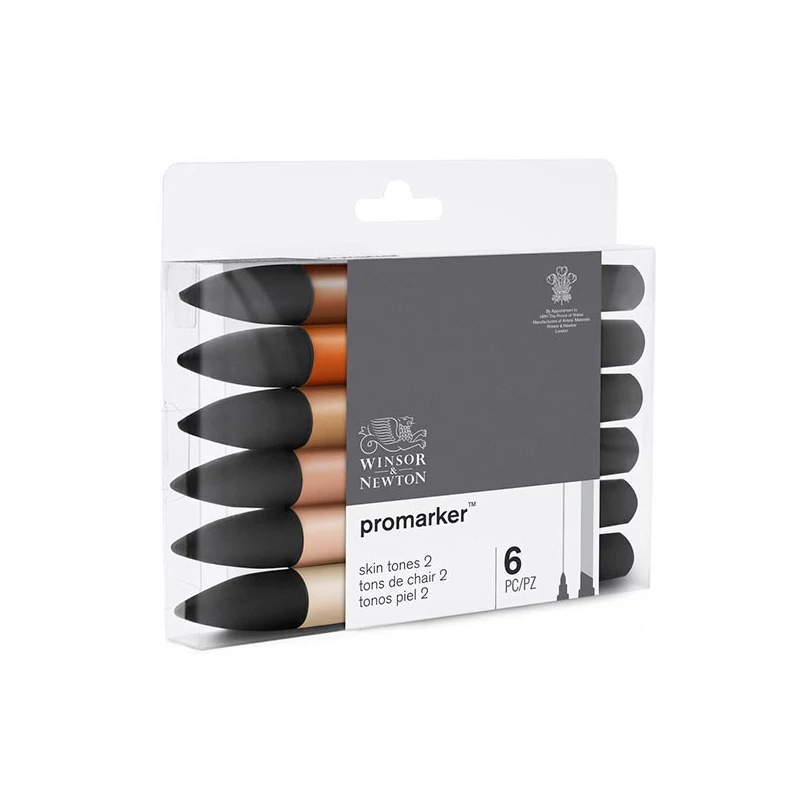 ProMarker kétvégű alkoholos filctoll készlet - 6 db, skin tones set 2