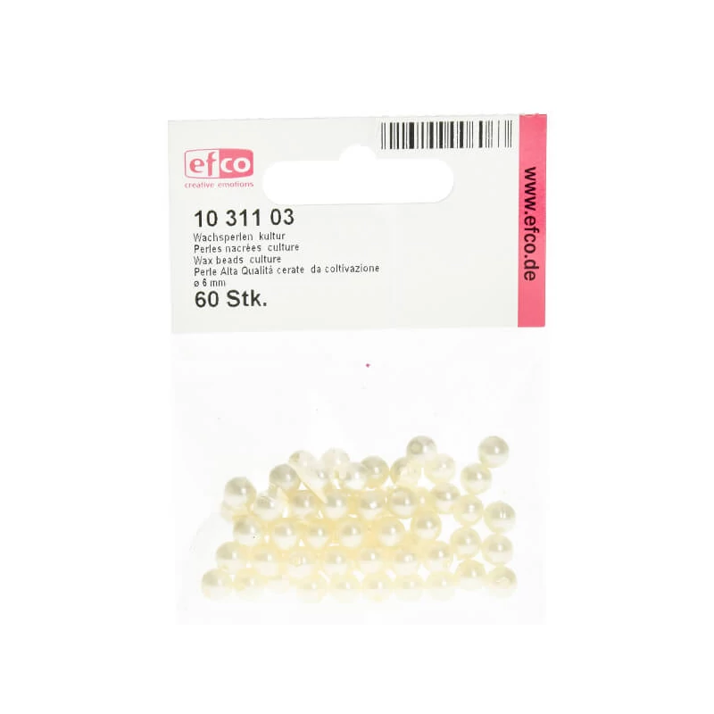 Tekla akril viaszgyöngy, 6 mm, 60 db - ekrü