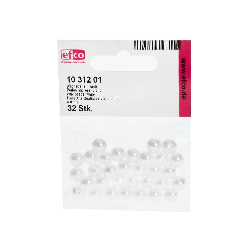 Tekla akril viaszgyöngy, 8 mm, 32 db - fehér