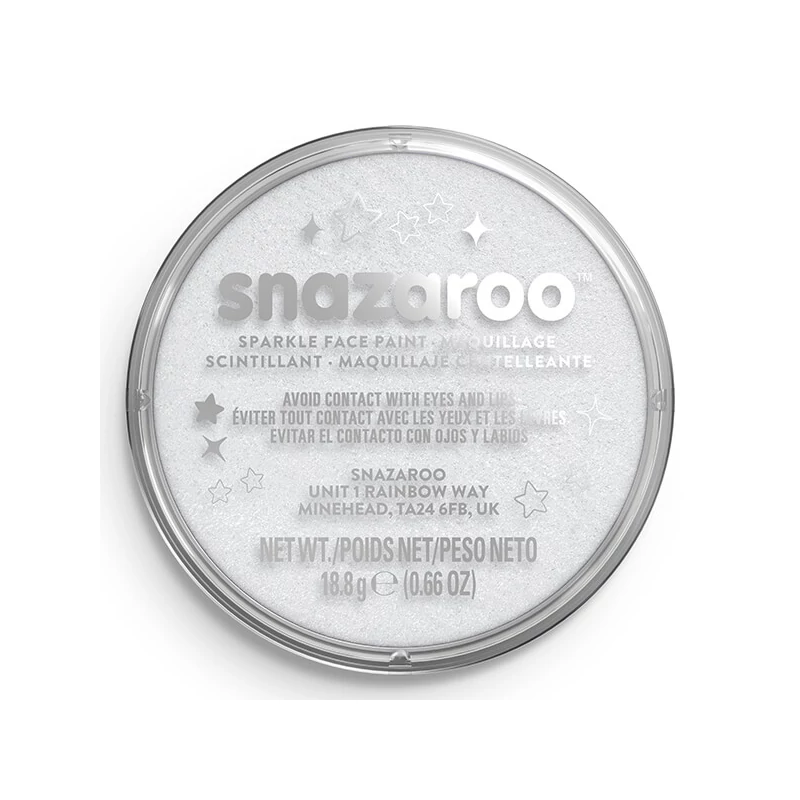 Snazaroo arcfesték korong - csillámos fehér, sparkle white 001