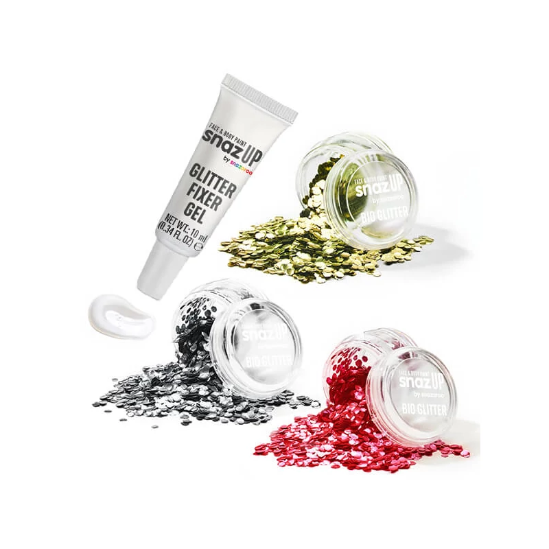 Snazaroo Bio Glitter Chunky flitter készlet fixáló géllel