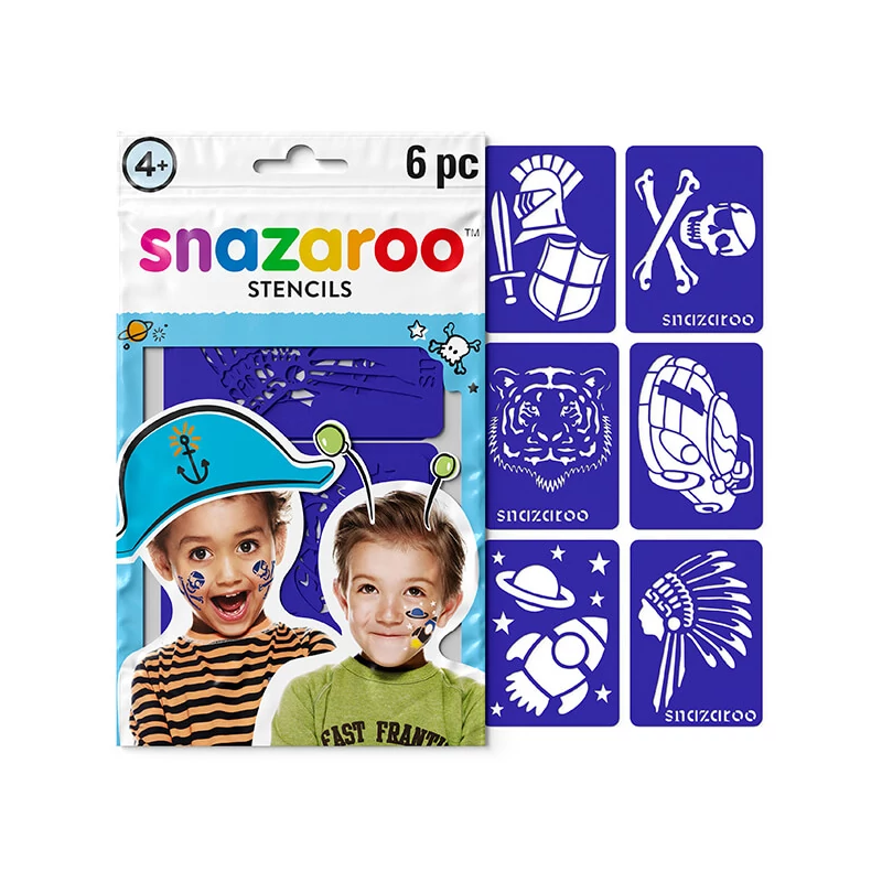 Snazaroo arcfestő stencil, 6 minta - Adventure, fiúknak