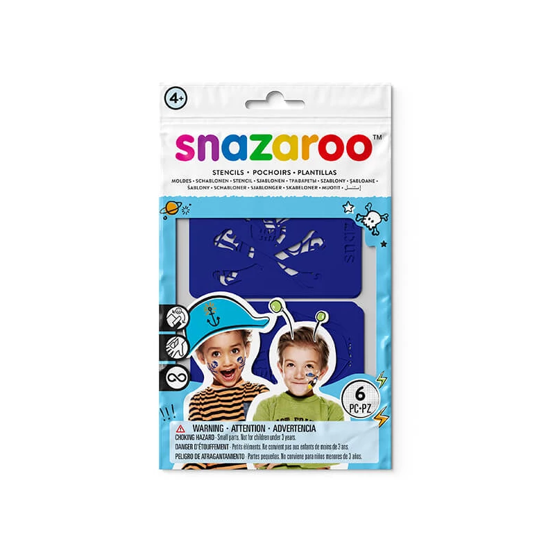 Snazaroo arcfestő stencil, 6 minta - Adventure, fiúknak