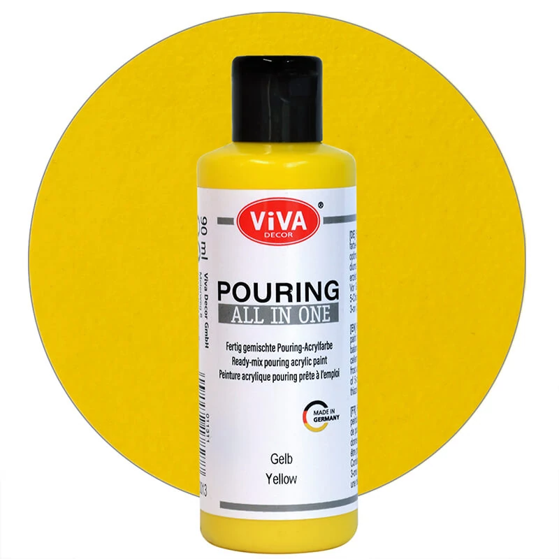 Pouring festék, All in One, 90 ml - sárga