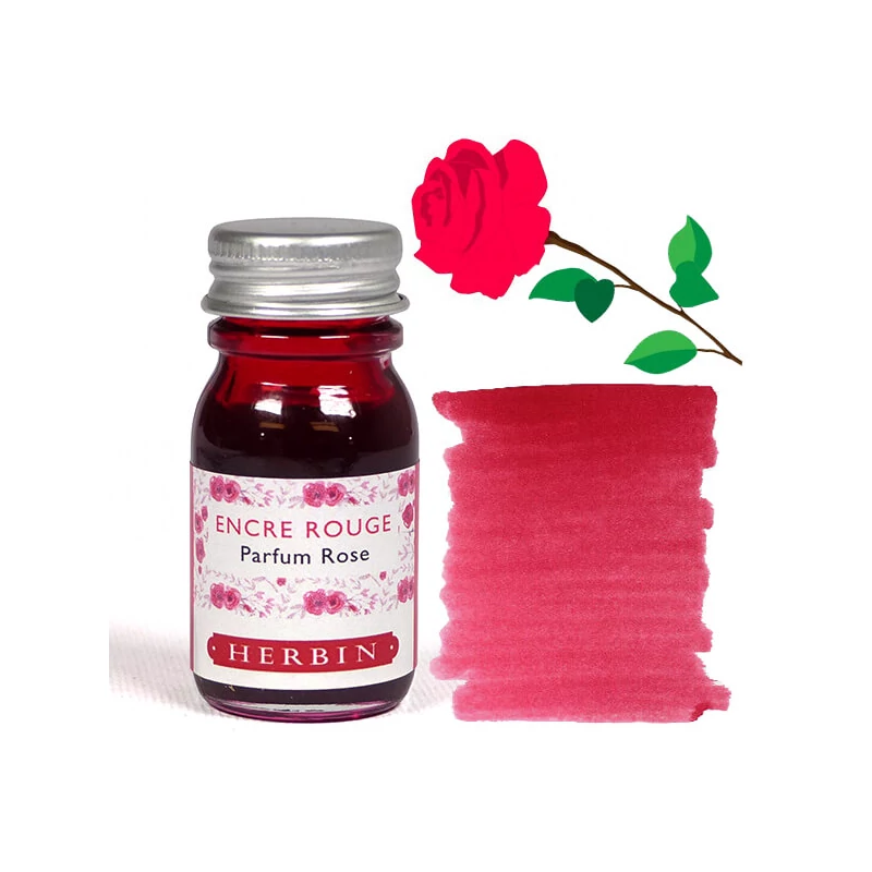 Illatos tinta, J. Herbin, 10 ml - piros tinta, rózsa illat
