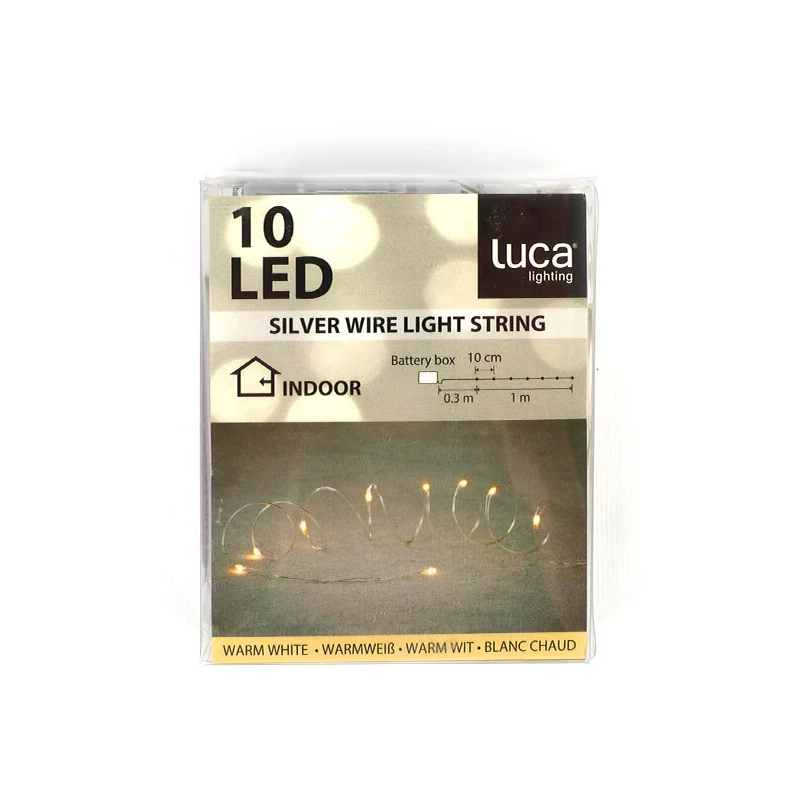 Égősor, 10 Mikro LED-es, meleg fényű, 1 m hosszú