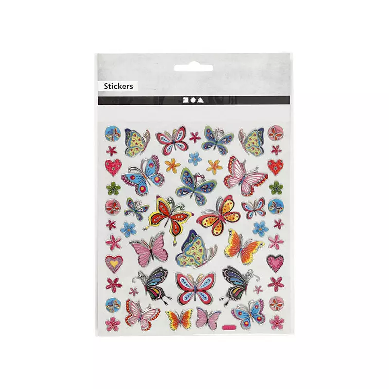Színes pillangók öntapadós matrica 15x16,5 cm-es ív