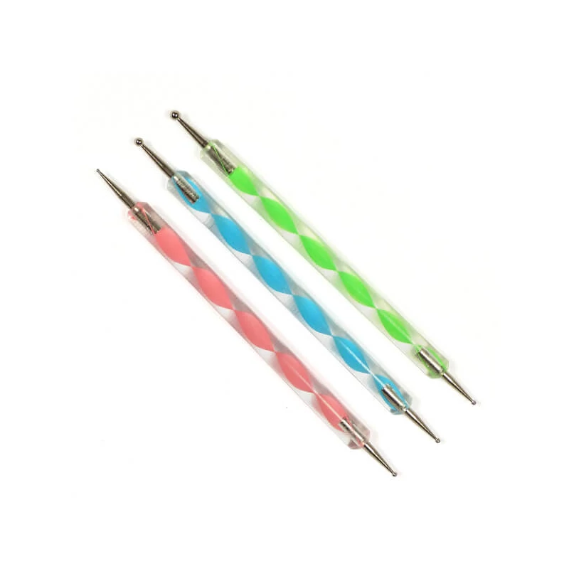 Papírdomborító, pontozó, pöttyöző szerszámkészlet, műanyag nyéllel - 1-3 mm fejjel