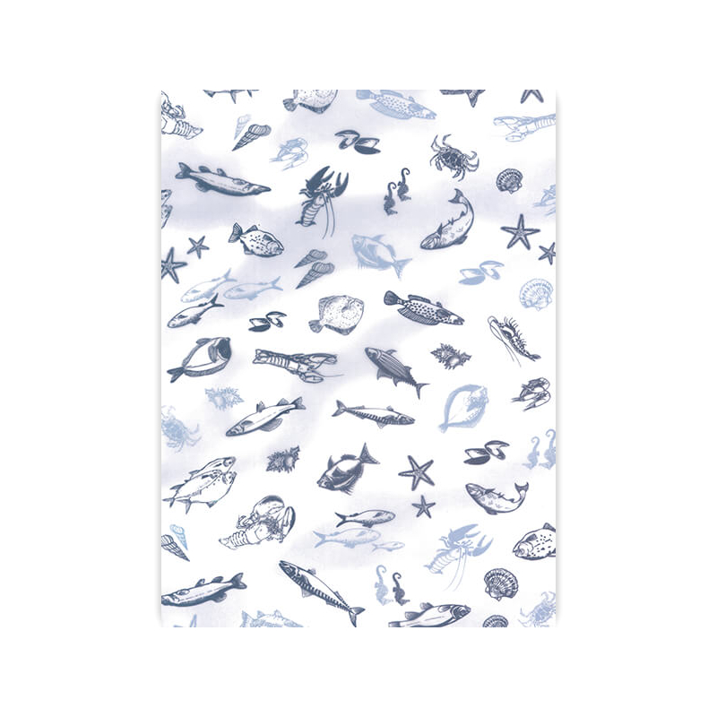 Transzparens papír, 50x60 cm - Tengeri halak, kék