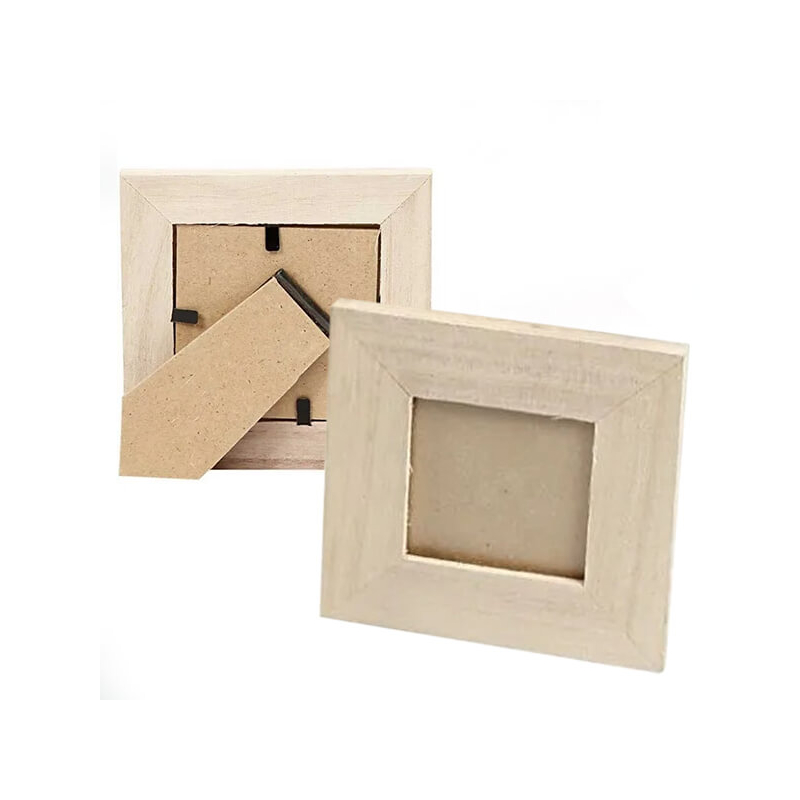Fa képkeret üveglappal - mini, négyzet, 10x10 cm (5,5x5,5 cm)