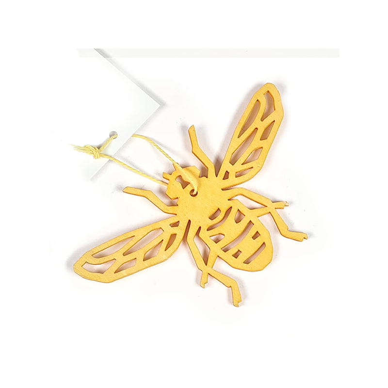 Színes fafigura, akasztható - méhecske, sárga, 10 cm