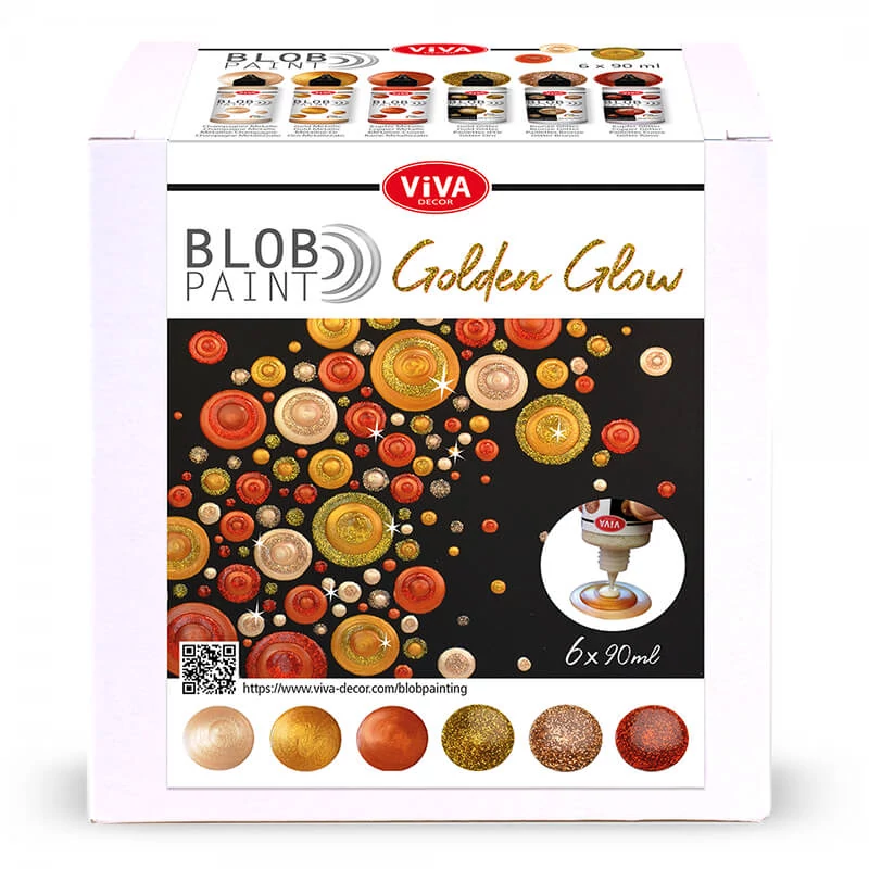 Pöttyöző festék készlet, Blob paint, 6x90 ml - Arany ragyogás
