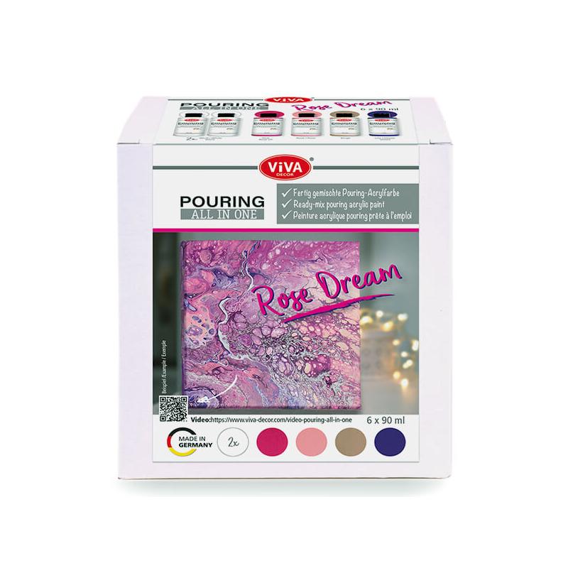 Pouring festék készlet, All in One, 6x90 ml - Rose Dream