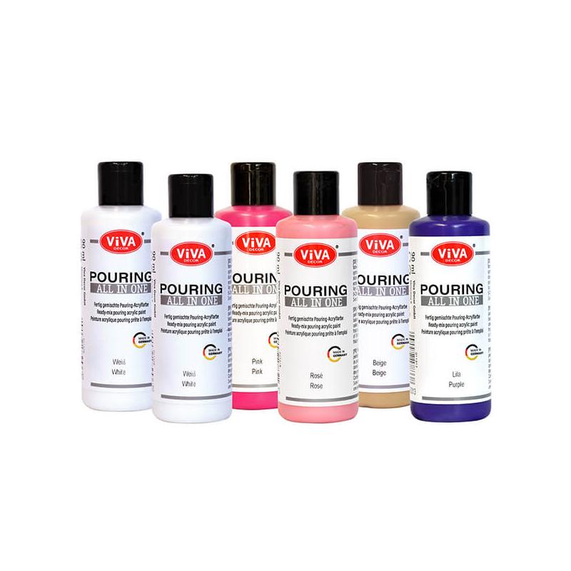 Pouring festék készlet, All in One, 6x90 ml - Rose Dream