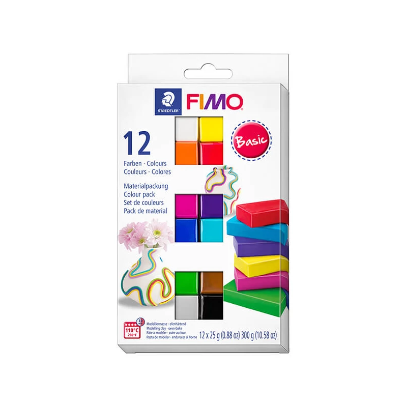 FIMO Soft Colour Pack süthető gyurma készlet, 12x25 g - Basic Colours