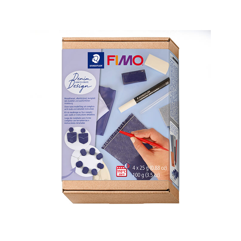Fimo Soft süthető gyurma készlet, 4x25 g - Farmer design, denim design