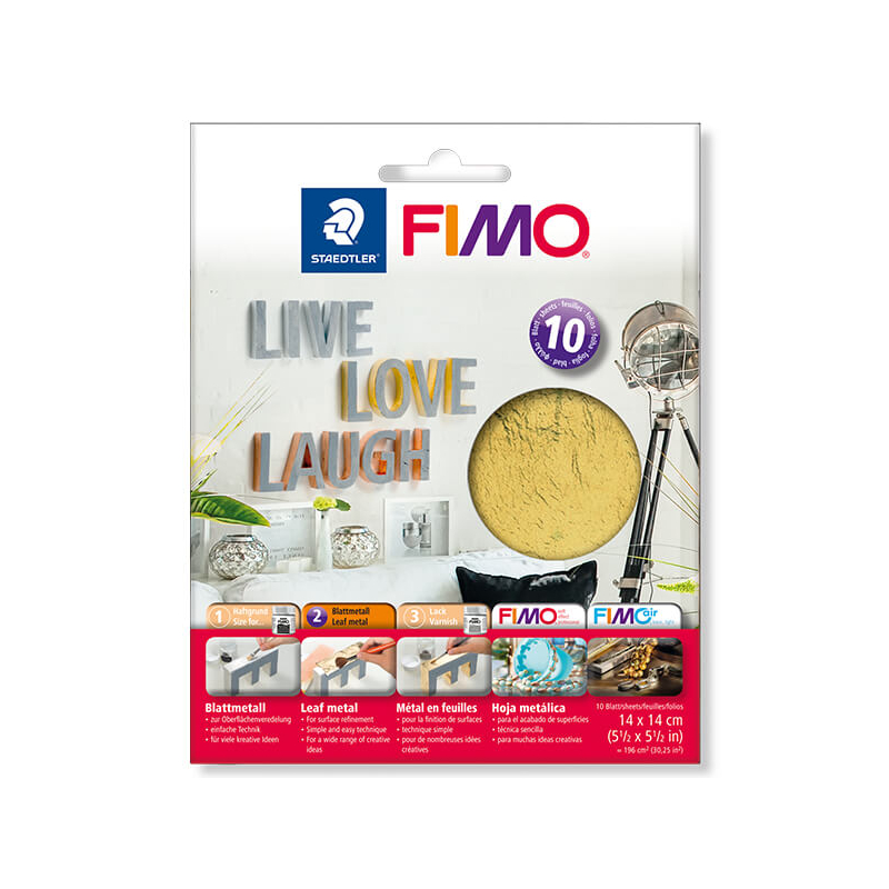 FIMO metállap aranyfüst, 14x14 cm - arany, 10 lap