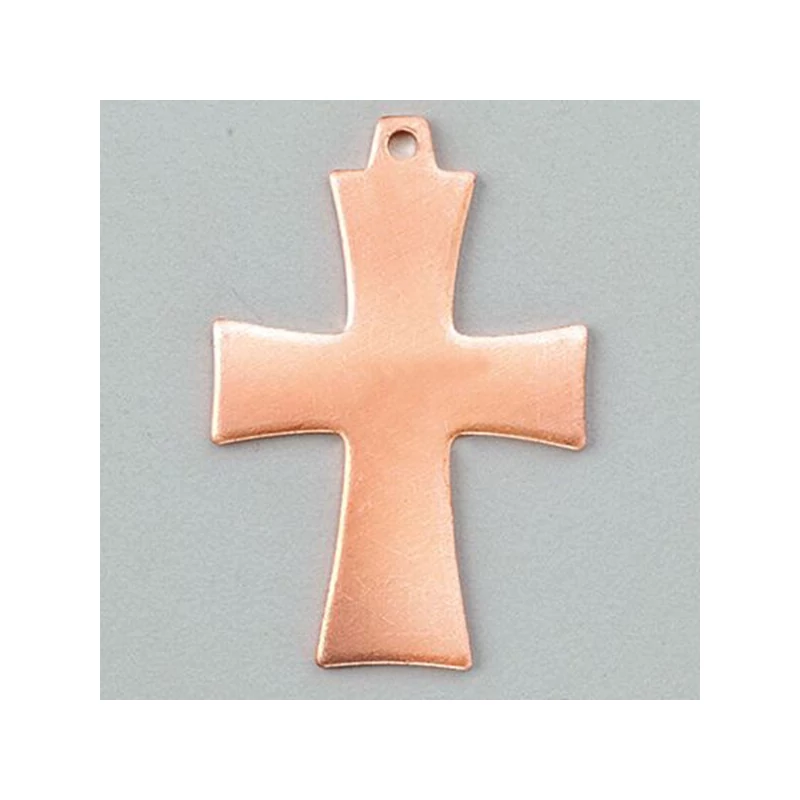 Tűzzománc medál vörösréz alap - kereszt, 33x22 mm