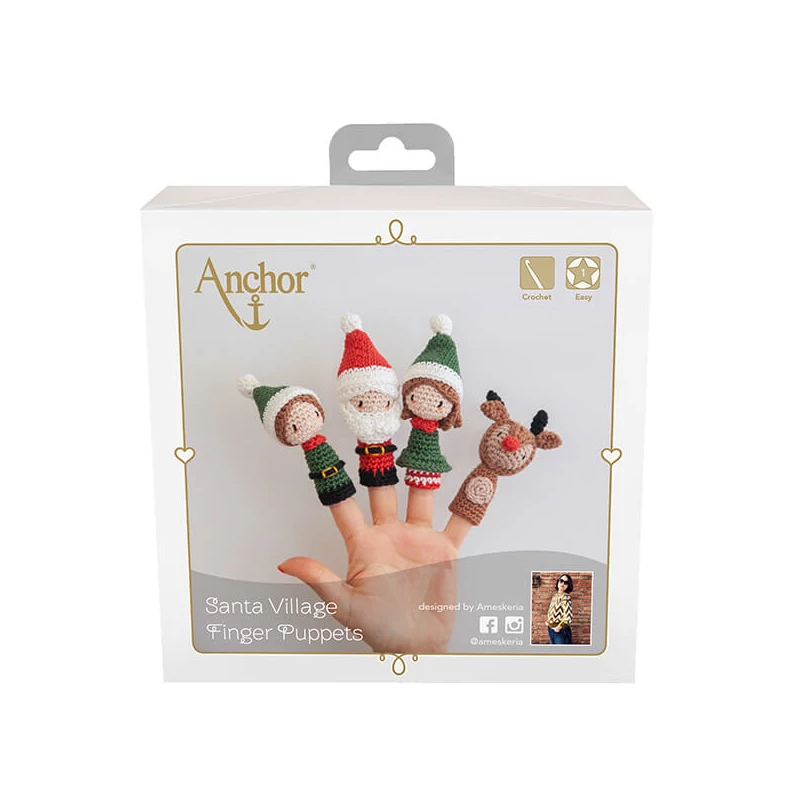 Horgolókészlet, Anchor Creativa Amigurumi figura - Karácsonyi ujjbábok