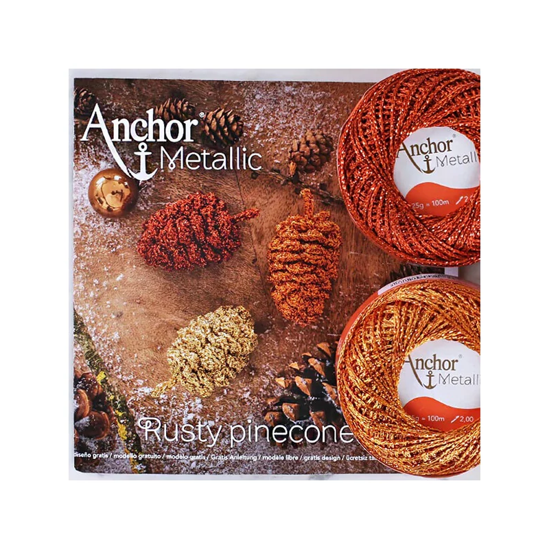 Horgolókészlet, Anchor Metallic - Tobozok, arany, réz, rozsda