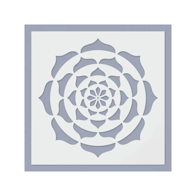 Stencil, 24,5x24,5 cm - Mandala, lótusz