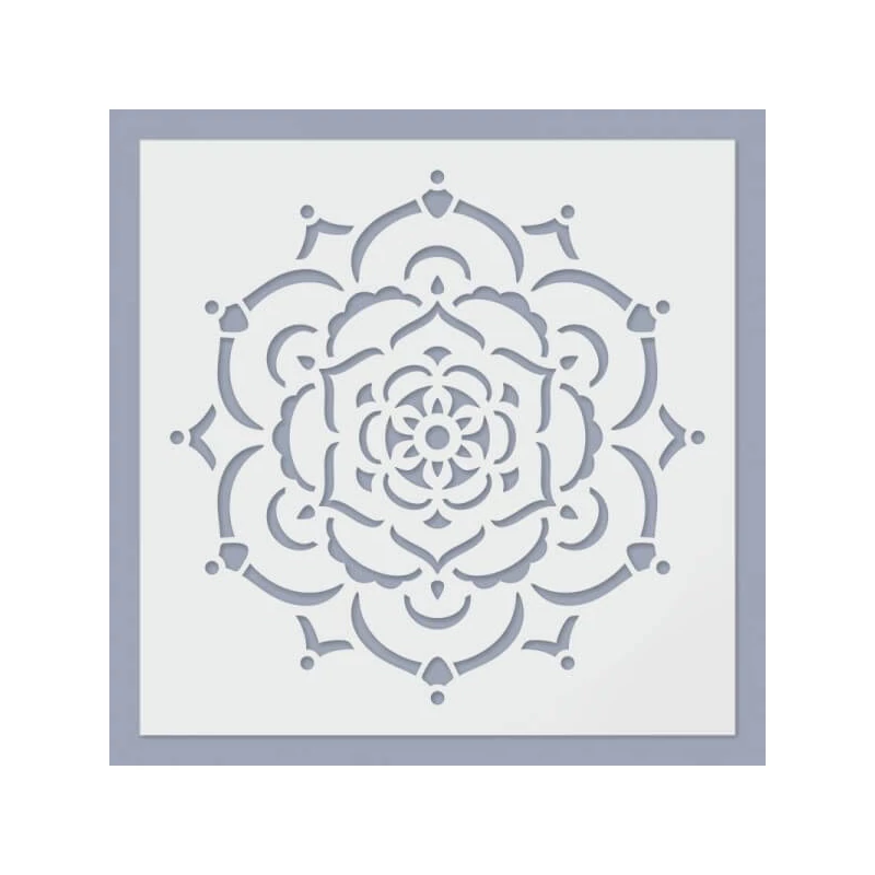 Stencil, 24,5x24,5 cm - Mandala, virág