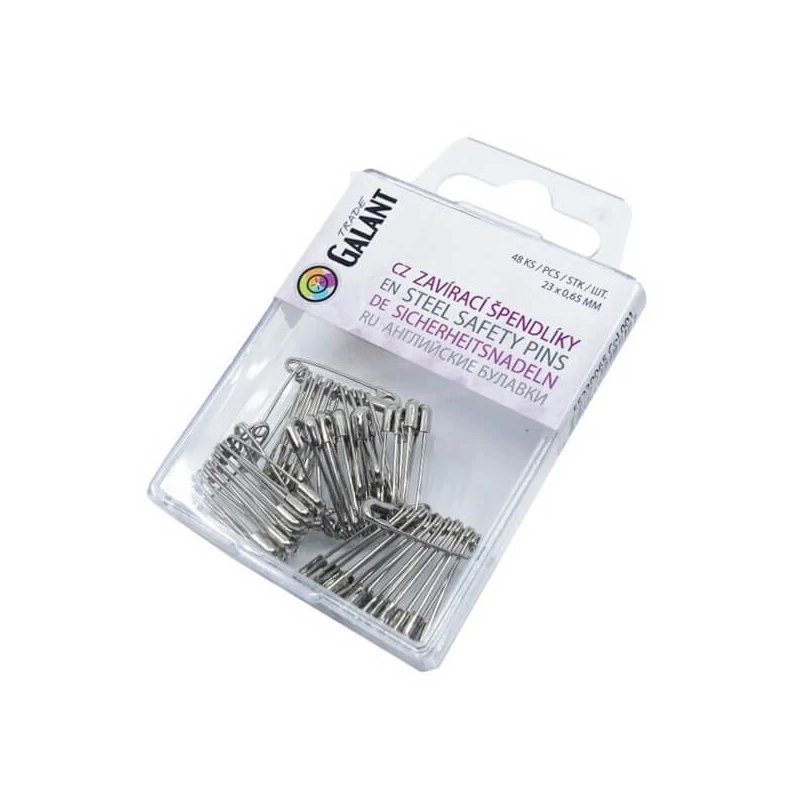 Biztosítótű készlet, 0,65x23 mm, 48 db - ezüst színű