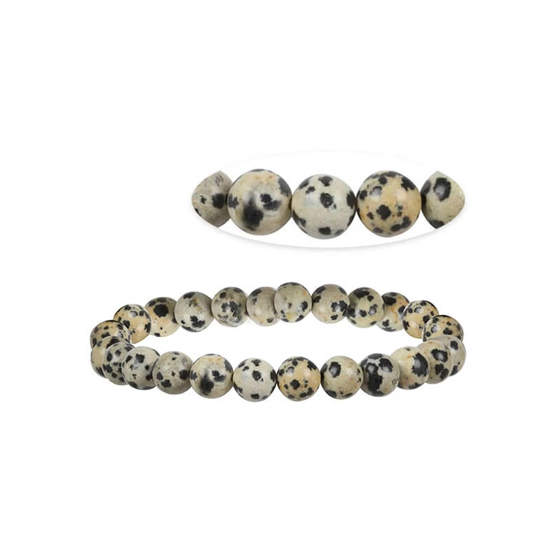 Ásványgyöngy karkötő - jáspis, dalmata, 6 mm, 19 cm