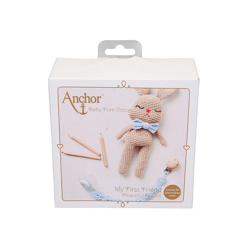 Horgolókészlet, Anchor Baby Pure Cotton Amigurumi figura - Békés nyuszi és cumiőr