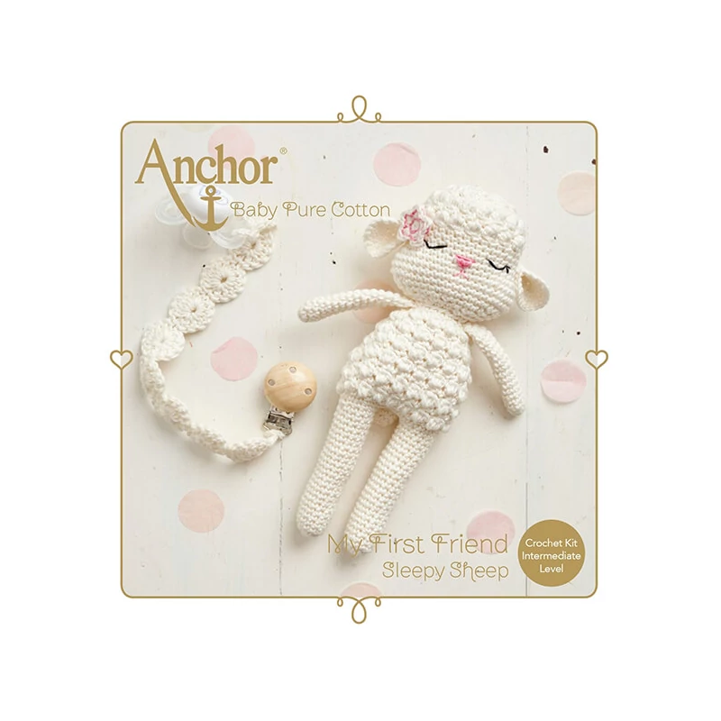 Horgolókészlet, Anchor Baby Pure Cotton Amigurumi figura - Álmos bárány és cumiőr