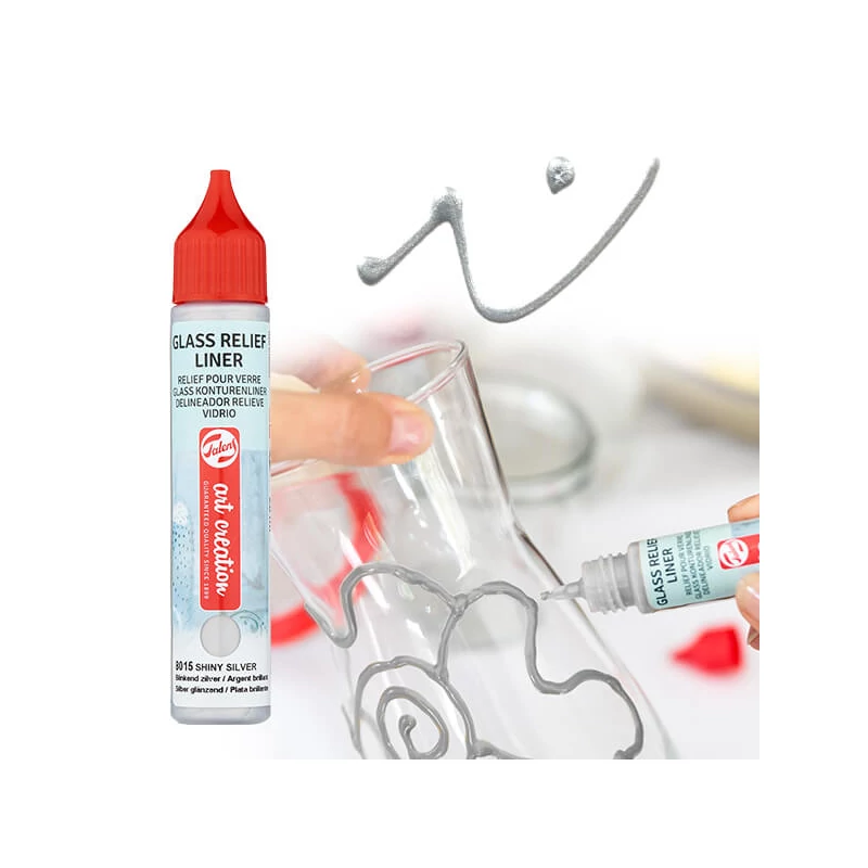 Art Creation Glass Relief Liner, üvegkontúr, 3D festéktoll, 28 ml - 8015 Silver