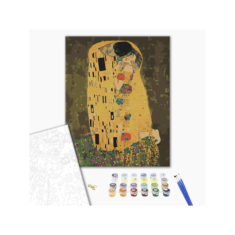 Számozott kifestő készlet, feszített vásznon, 40x50 cm - Gustav Klimt: A csók