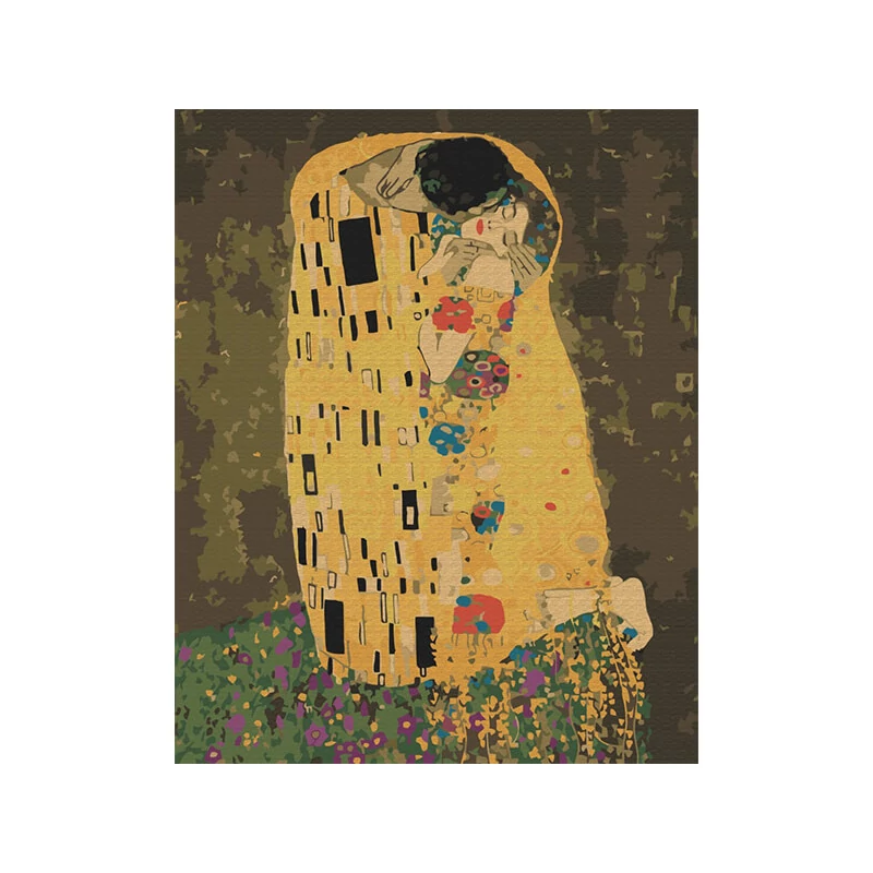 Számozott kifestő készlet, feszített vásznon, 40x50 cm - Gustav Klimt: A csók