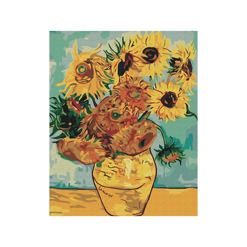 Számozott kifestő készlet, feszített vásznon, 40x50 cm - Van Gogh: Napraforgók