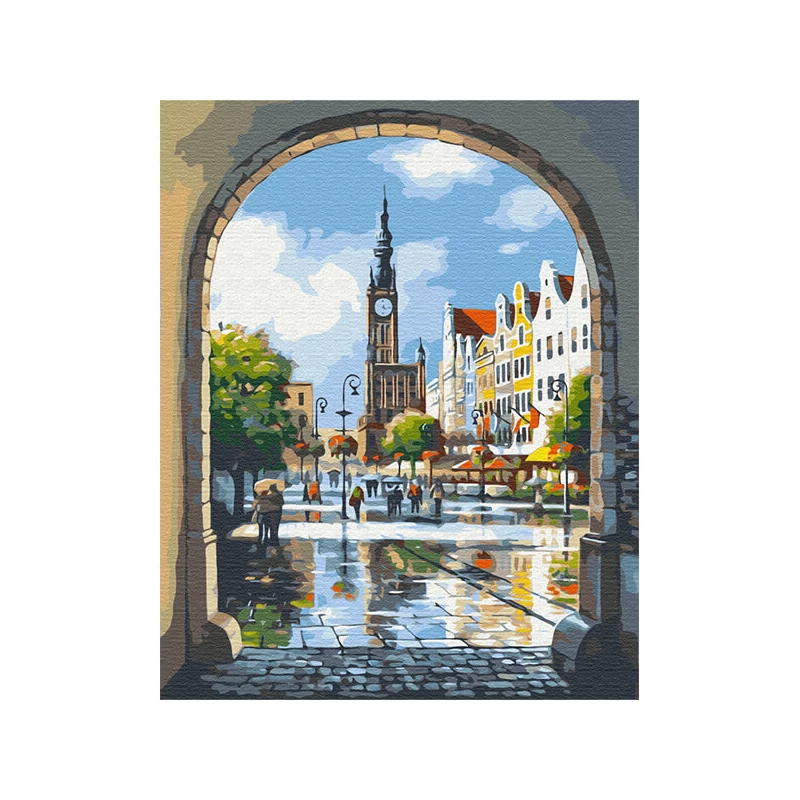 Számozott kifestő készlet, feszített vásznon, 40x50 cm - Városi boltív