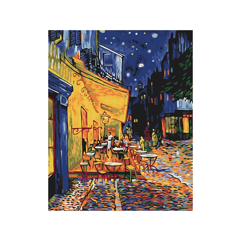 Számozott kifestő készlet, feszített vásznon, 40x50 cm - Van Gogh: Éjszakai kávézó