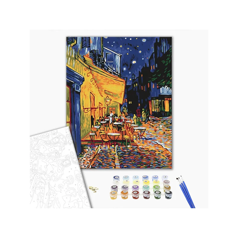 Számozott kifestő készlet, feszített vásznon, 40x50 cm - Van Gogh: Éjszakai kávézó