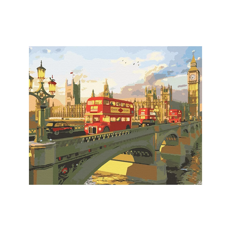 Számozott kifestő készlet, feszített vásznon, 40x50 cm - London este