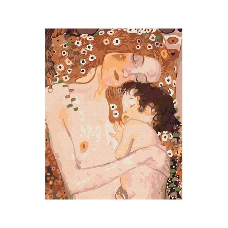 Számozott kifestő készlet, feszített vásznon, 40x50 cm - Gustav Klimt: Anya és gyermeke