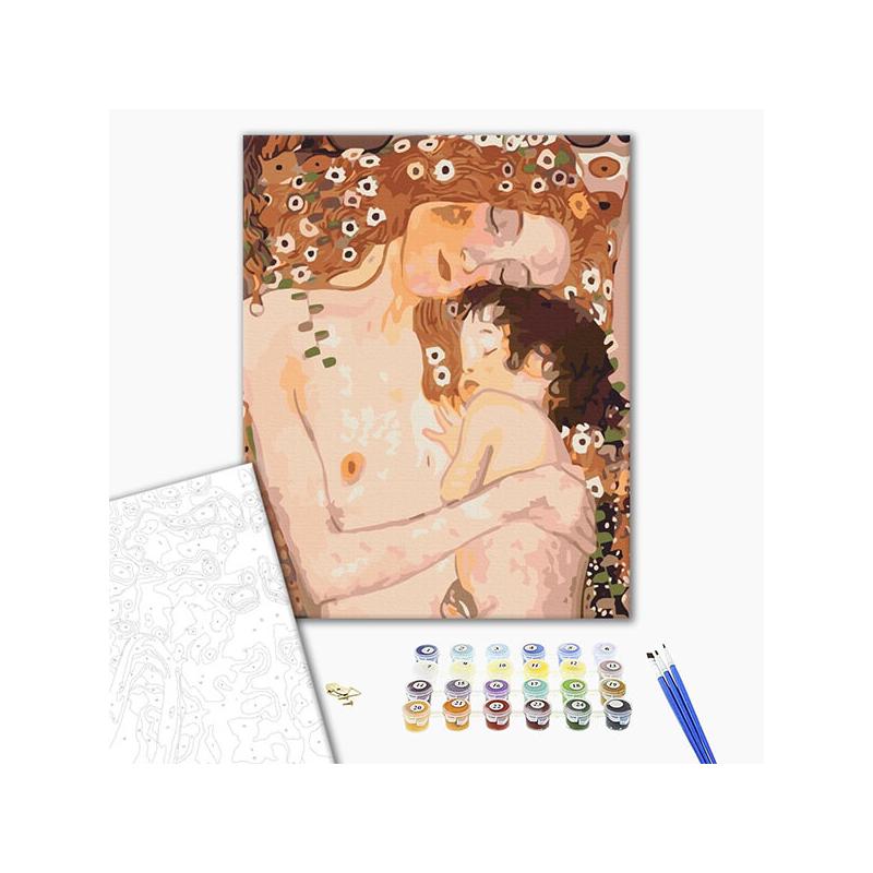 Számozott kifestő készlet, feszített vásznon, 40x50 cm - Gustav Klimt: Anya és gyermeke