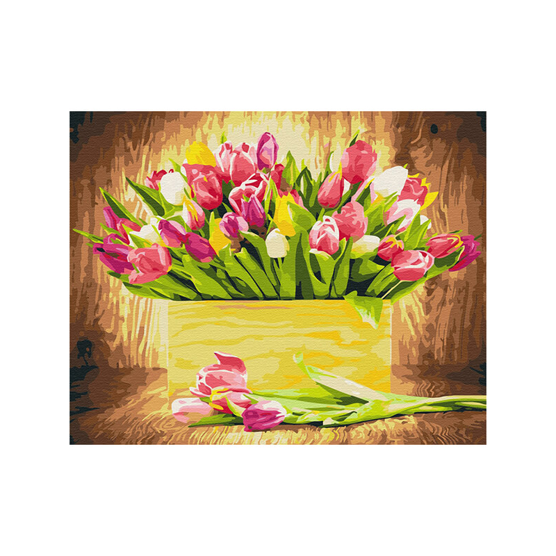 Számozott kifestő készlet, feszített vásznon, 40x50 cm - Ünnepi tulipánok