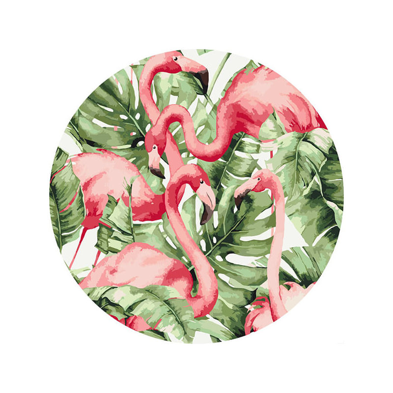 Számozott kifestő készlet, feszített vásznon, 30 cm - Flamingók a trópusokon