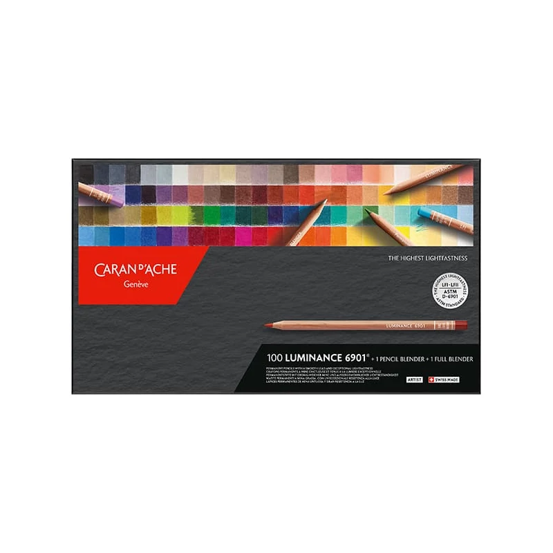 Caran d'Ache Luminance 6901 színesceruza készlet - 100 szín, 102 db + kiegészítők