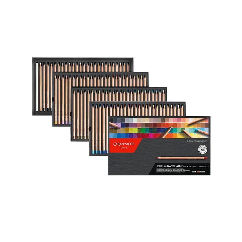 Caran d'Ache Luminance 6901 színesceruza készlet - 100 szín, 102 db + kiegészítők